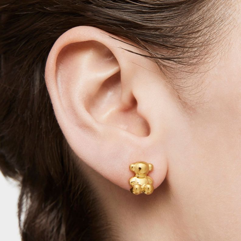 Pendientes oso con baño de oro 18 kt sobre plata-5
