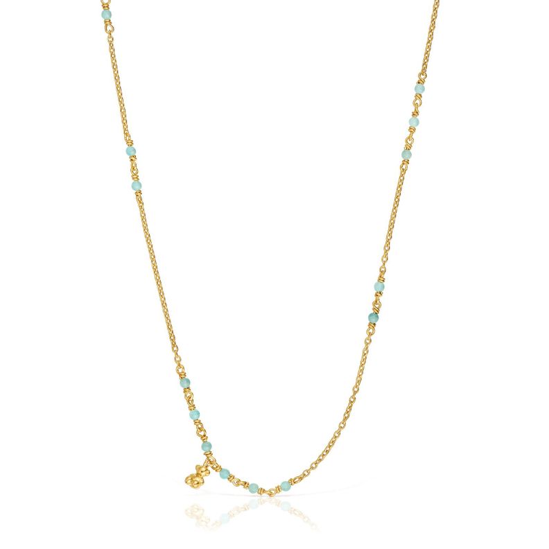 Collar de plata vermeil y amazonita Bold Bear-0