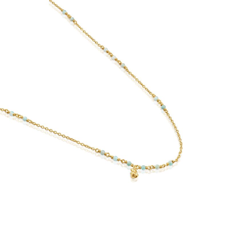 Collar de plata vermeil y amazonita Bold Bear-2