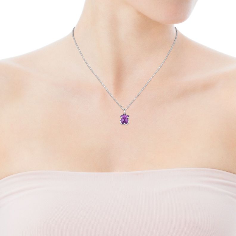 Collar Icon Color de plata y amatista Tous-3