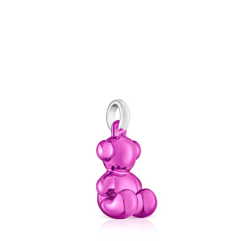 Colgante oso de acero en color rosa Bold Bear-1