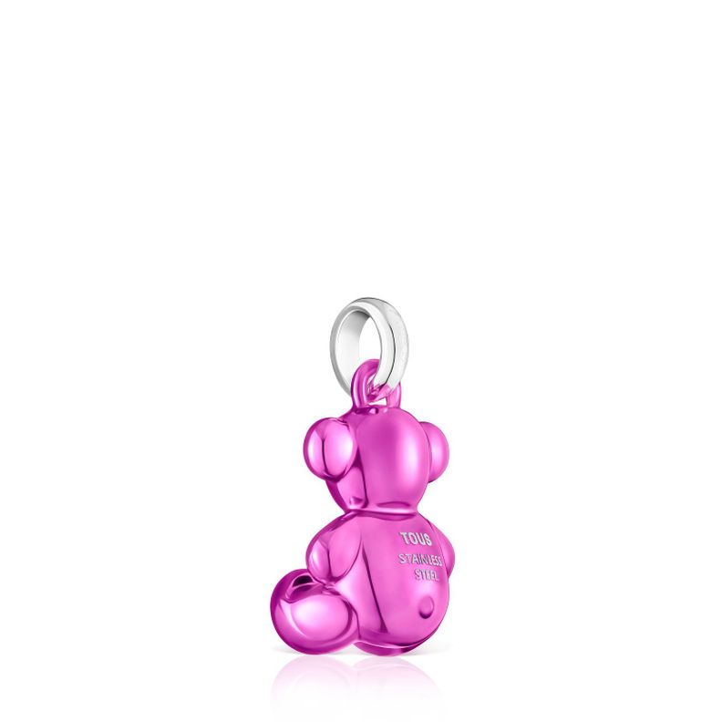 Colgante oso de acero en color rosa Bold Bear-2
