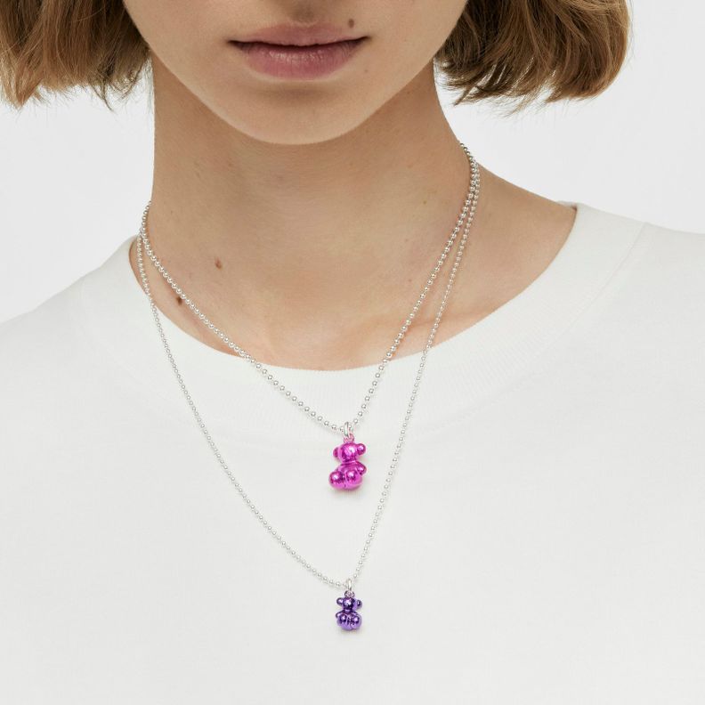 Colgante oso de acero en color rosa Bold Bear-6