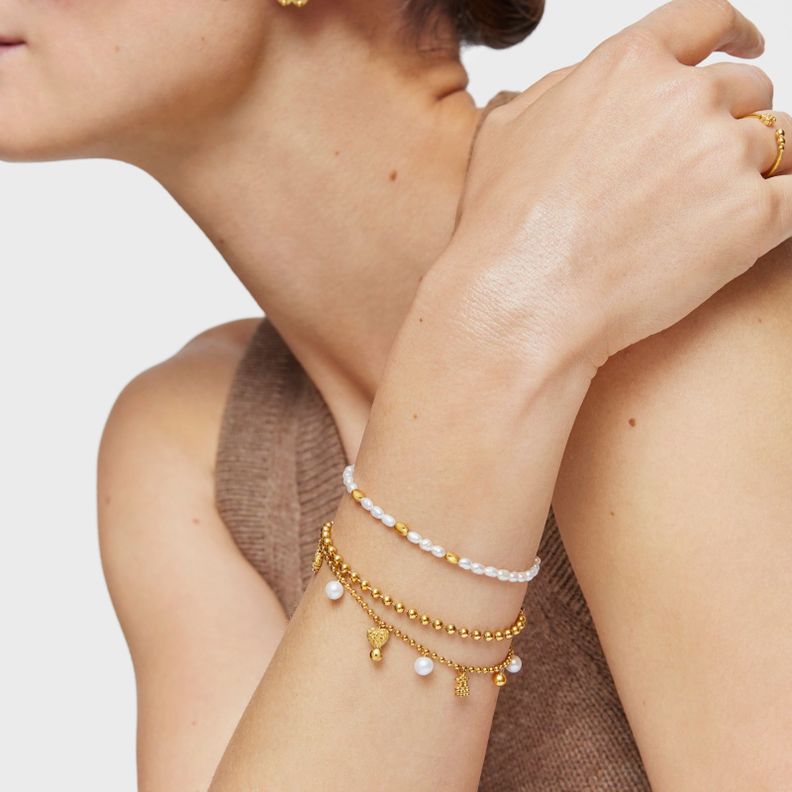 Pulsera cadena con baño de oro de 18 kt sobre plata-3