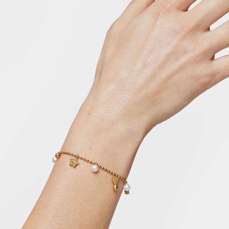 Pulsera cadena con baño de oro de 18 kt sobre plata-5