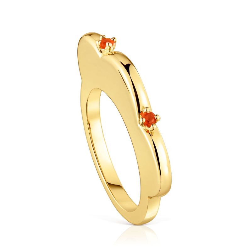 Anillo grande flor con baño de oro 18 kt sobre plata-0