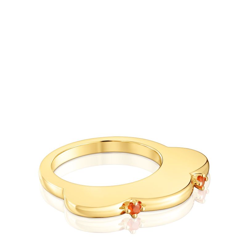 Anillo grande flor con baño de oro 18 kt sobre plata-1