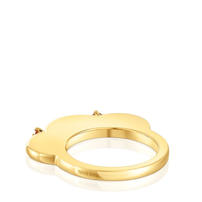 Anillo grande flor con baño de oro 18 kt sobre plata-2