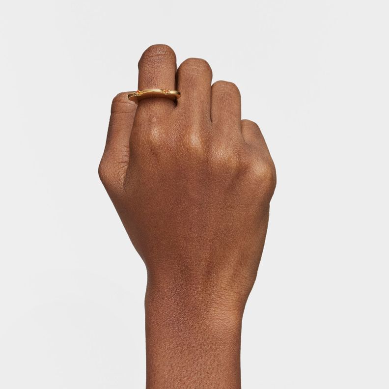 Anillo grande flor con baño de oro 18 kt sobre plata-5
