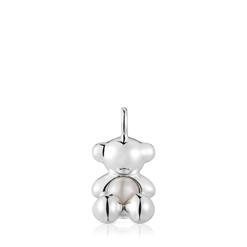 Colgante oso mediano de plata y nácar Bold Bear-0