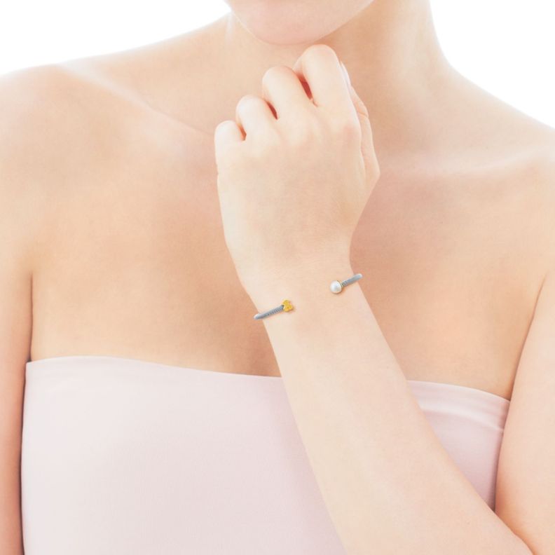 Pulsera Tous Icon Mesh de Acero y Oro con Perla-3