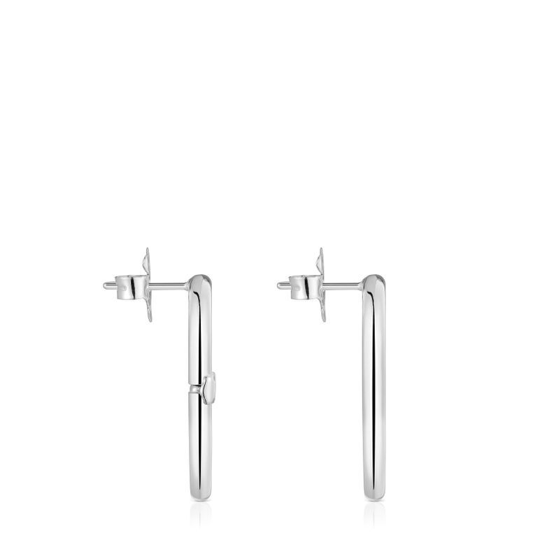 Pendientes cortos de plata Hold Oval-1