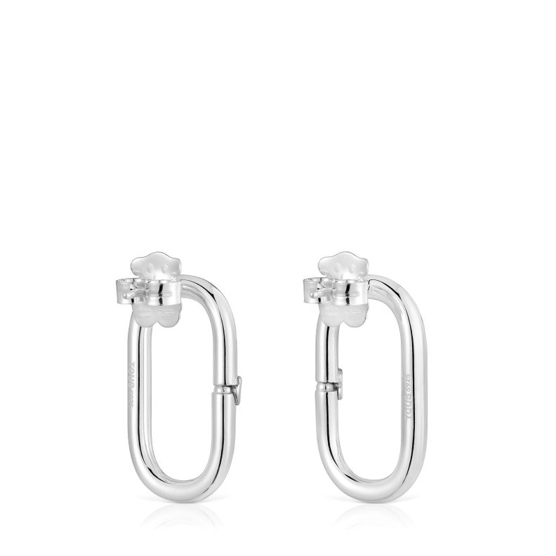 Pendientes cortos de plata Hold Oval-2