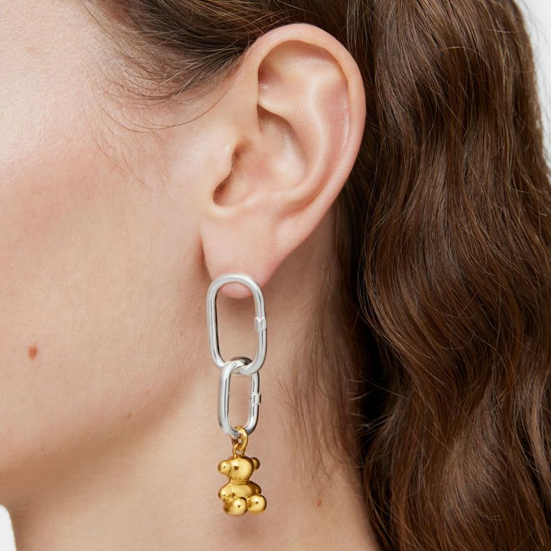 Pendientes cortos de plata Hold Oval-5