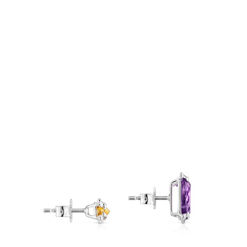 Pack de dos pendientes de plata y gemas Color Pills-1