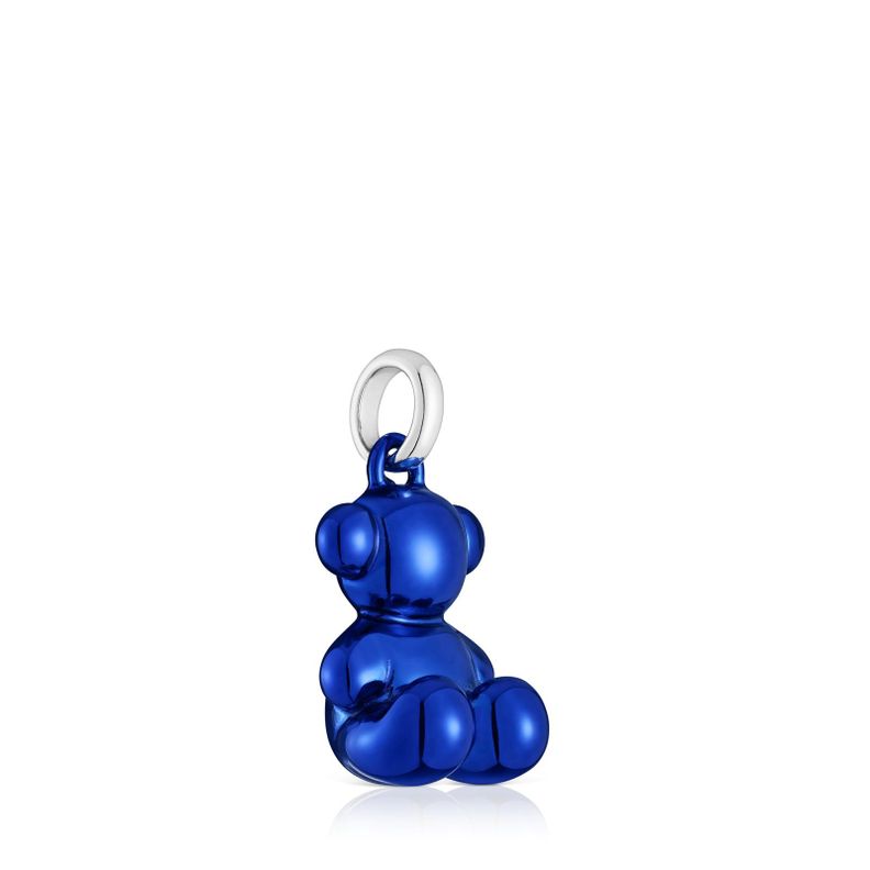 Colgante oso mediano de acero en color azul marino Bold Bear-1