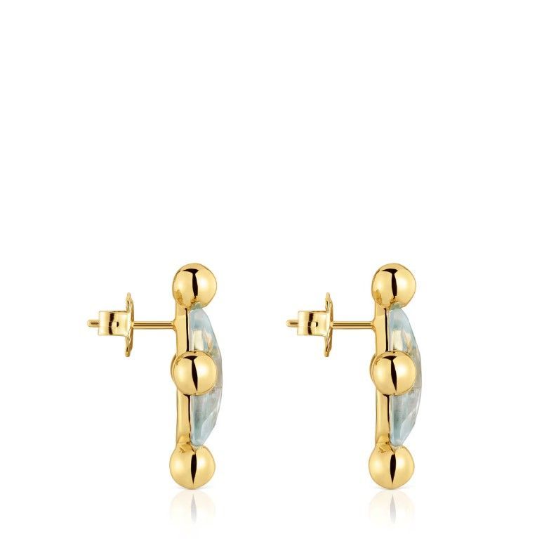 Aros con baño de oro 18 kt sobre plata y topacio Sugar Party-1