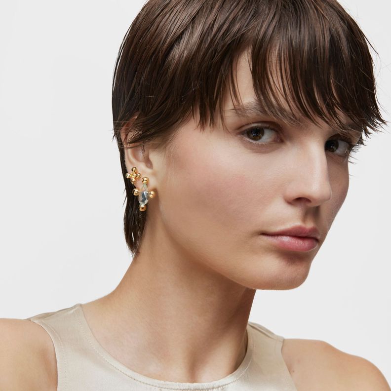 Aros con baño de oro 18 kt sobre plata y topacio Sugar Party-2