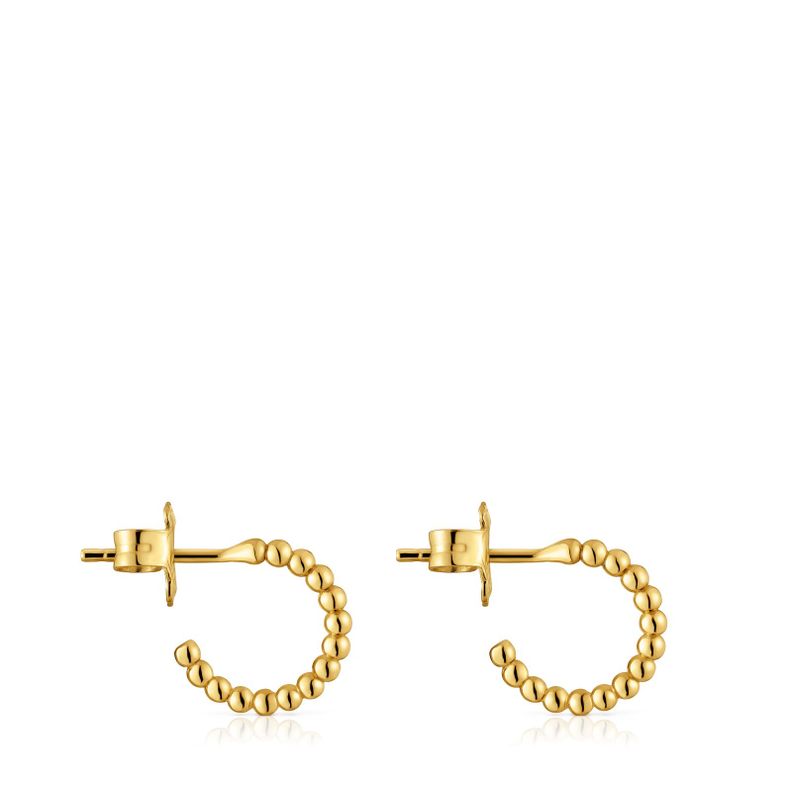 Aros cortos bolas con baño de oro 18 kt sobre plata-1