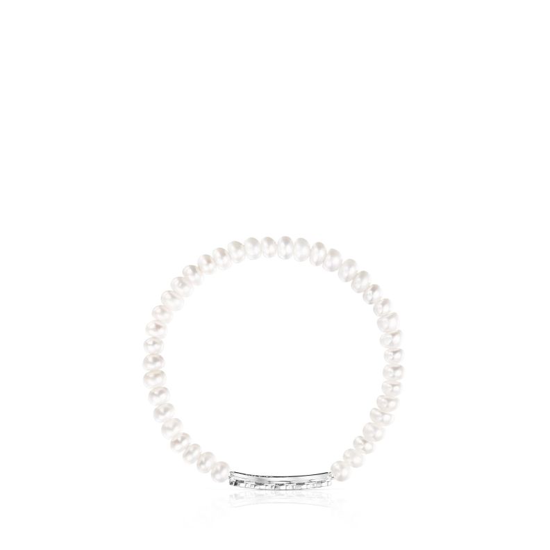 Pulsera de plata y perlas Straight-1