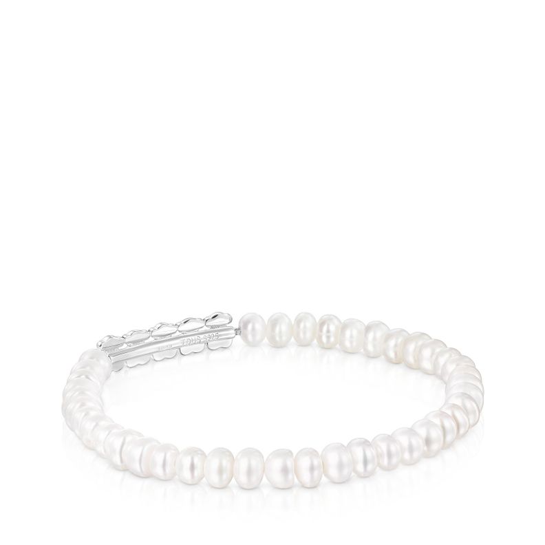 Pulsera de plata y perlas Straight-2
