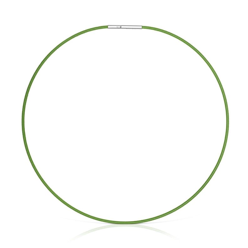 Collar de acero verde 2 mm TOUS Mesh Tube Plata