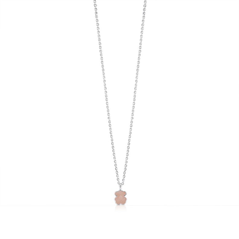 Collar Color de Plata y Cuarzo Rosa Tous-0