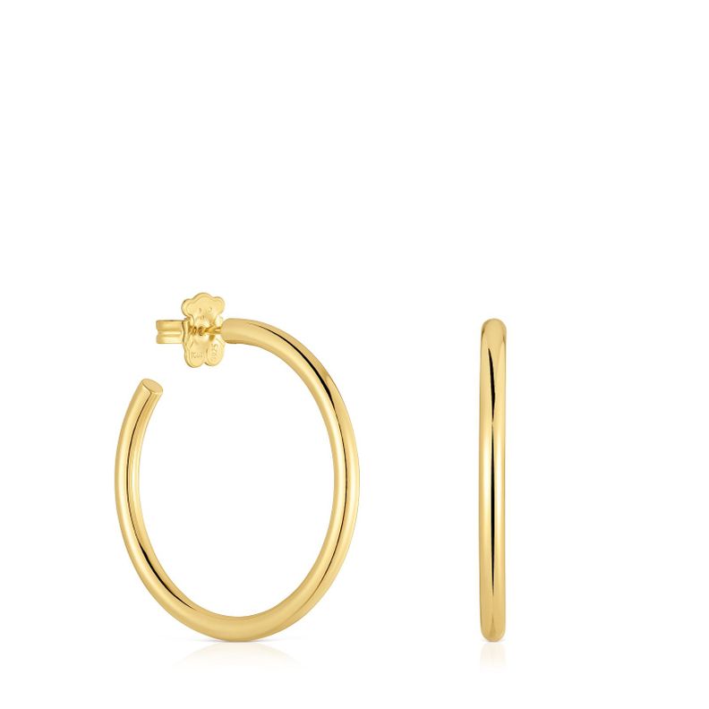 Pendientes de aro largos con baño de oro 18 kt sobre plata 38 mm Basics-0