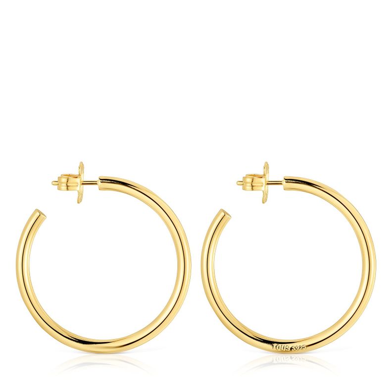 Pendientes de aro largos con baño de oro 18 kt sobre plata 38 mm Basics-1