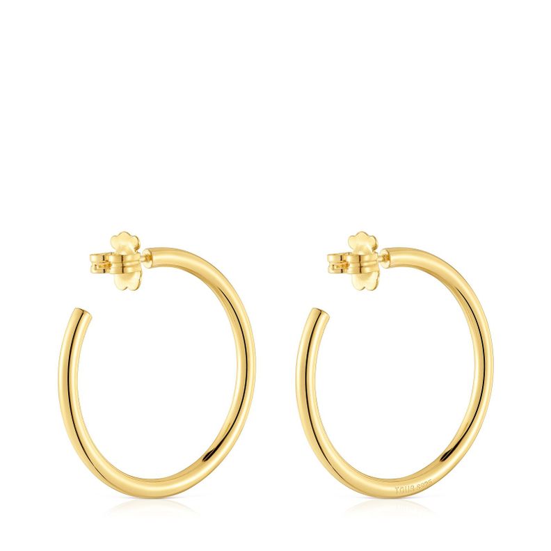 Pendientes de aro largos con baño de oro 18 kt sobre plata 38 mm Basics-2