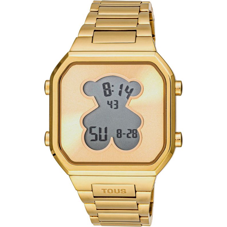 Reloj digital con brazalete de acero IPG dorado D-BEAR-0