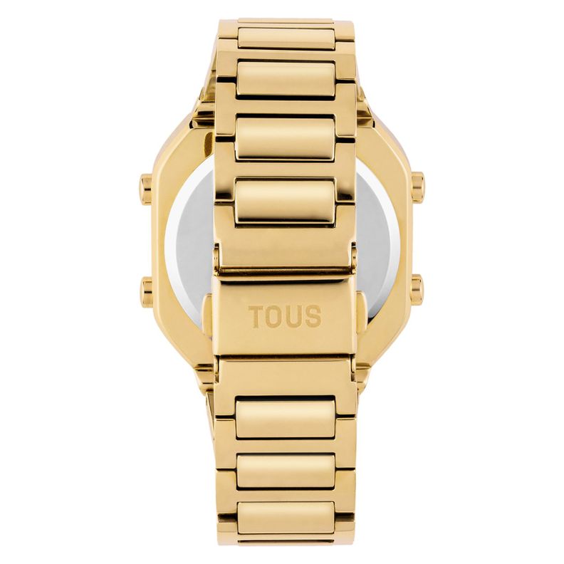 Reloj digital con brazalete de acero IPG dorado D-BEAR-2