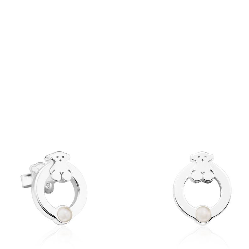 Aros Super Power de Plata con Perla Tous-0