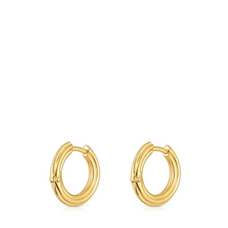 Pendientes de aro con baño de oro 18 kt sobre plata TOUS 1950-2