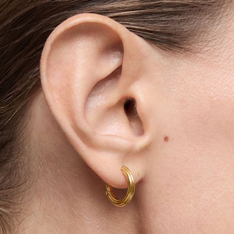Pendientes de aro con baño de oro 18 kt sobre plata TOUS 1950-5