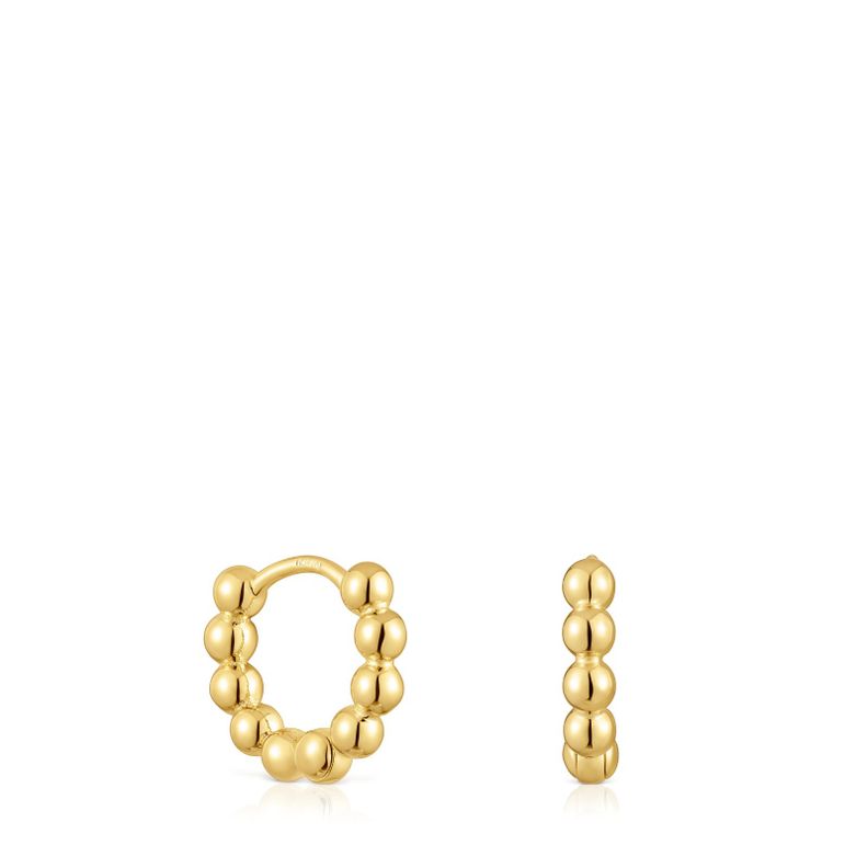 Pendientes pequeños con baño de oro 10 mm Gloss-0