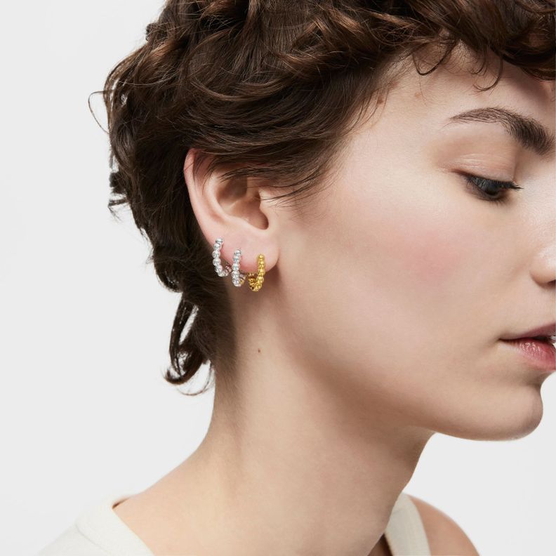 Pendientes pequeños con baño de oro 10 mm Gloss-4