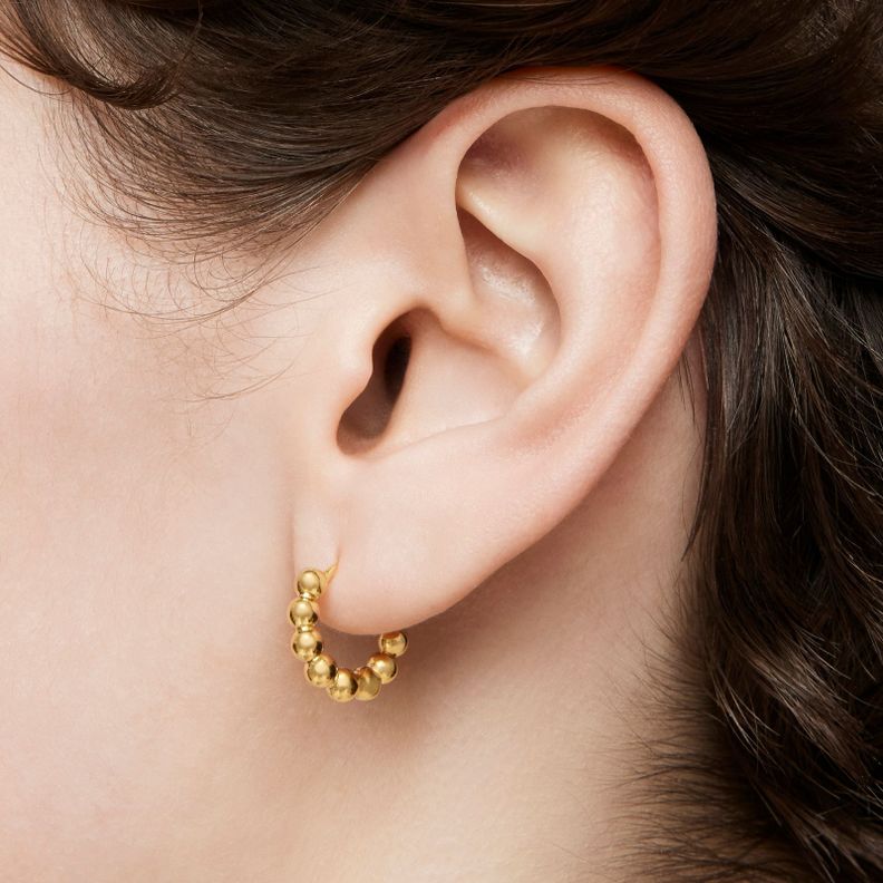 Pendientes pequeños con baño de oro 10 mm Gloss-5