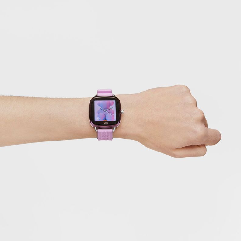 Reloj smartwatch con correa de silicona rosa D-Connect-4