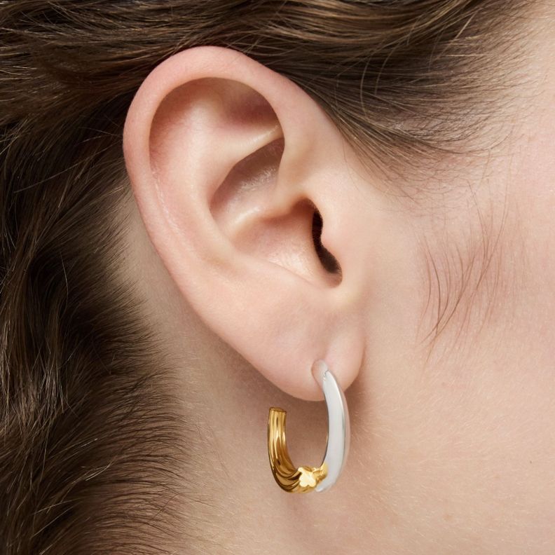 Pendientes de aro bicolor con motivo oso TOUS 1950-5