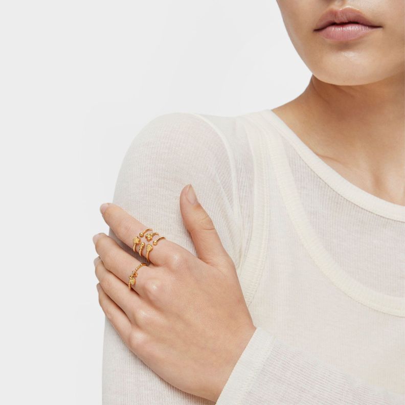 Anillo pequeño con baño de oro de 18 kt sobre plata y granate naranja TOUS Grain-3