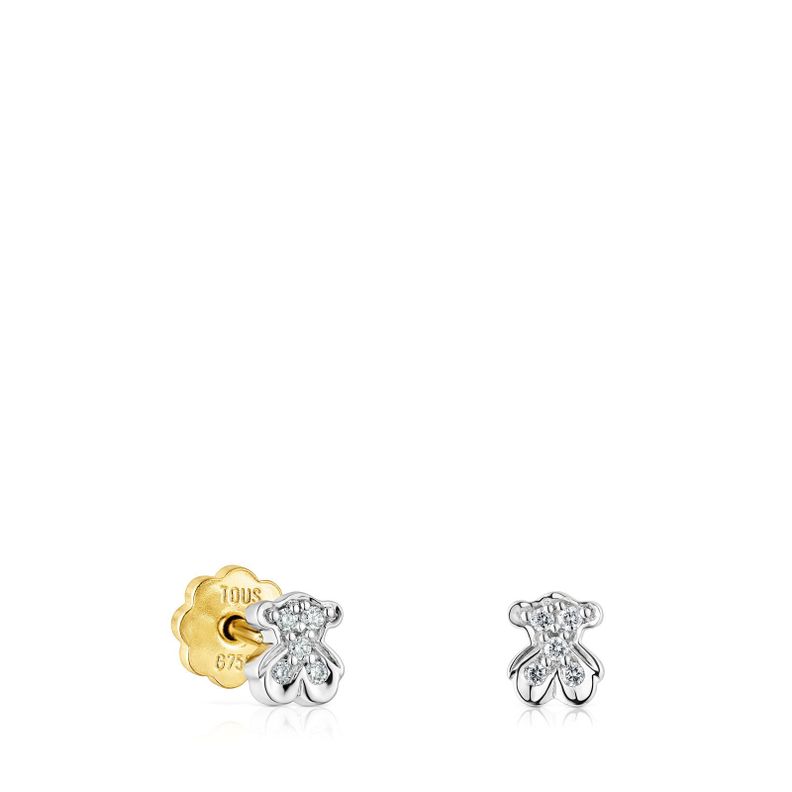 Aros oso de oro blanco y diamantes Puppies-0