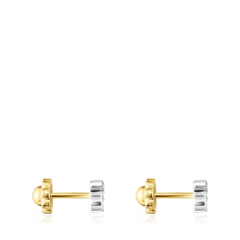 Aros oso de oro blanco y diamantes Puppies-1