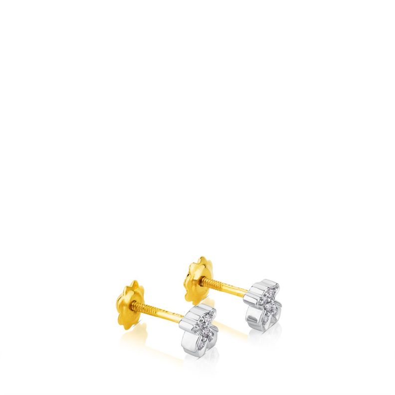 Aros oso de oro blanco y diamantes Puppies-3
