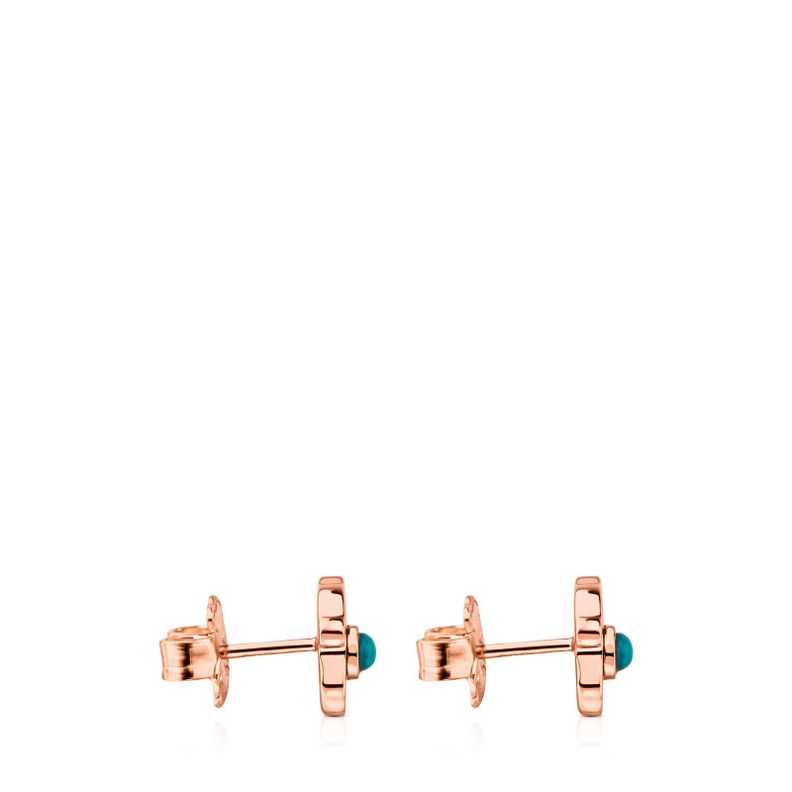 Aros Spw Plata Vermeil rosa con Turquesa Tous-2