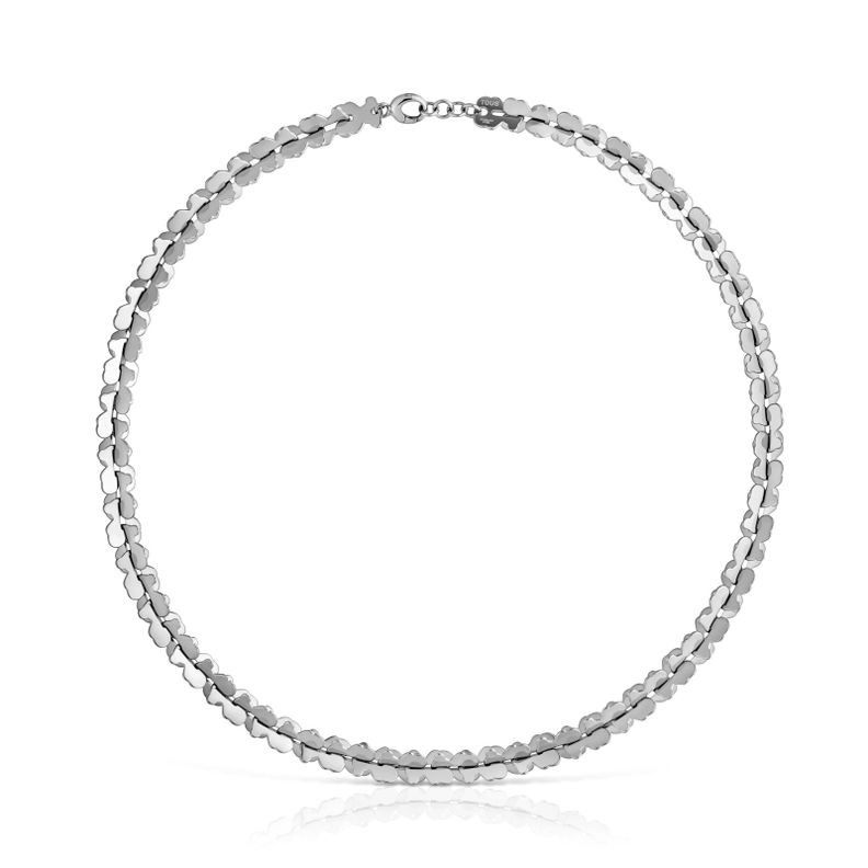 Collar corto de acero con motivos oso Carrusel Plata