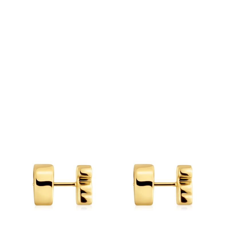 Pendientes oso con baño de oro 18 kt sobre plata y diamantes-1