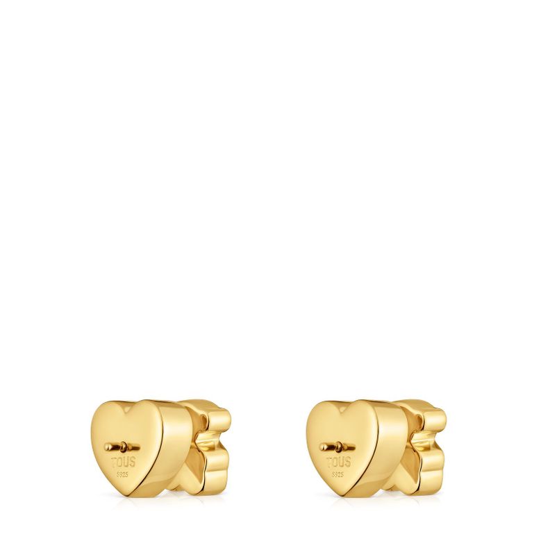 Pendientes oso con baño de oro 18 kt sobre plata y diamantes-2