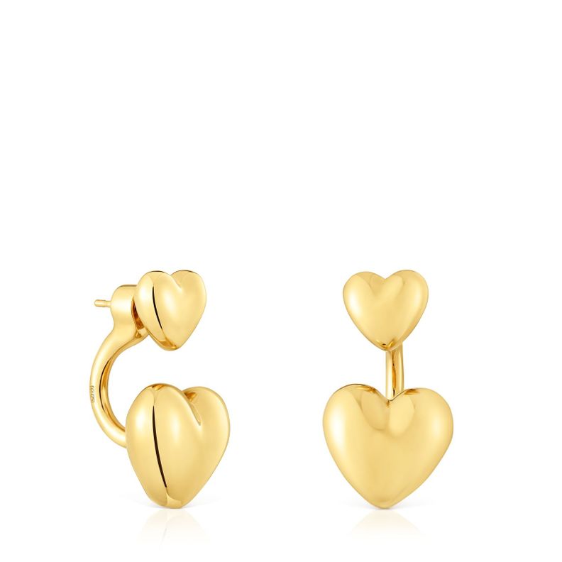 Pendientes cortos con baño de oro 18 kt sobre plata-0