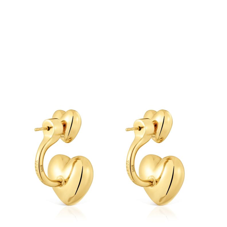 Pendientes cortos con baño de oro 18 kt sobre plata-2
